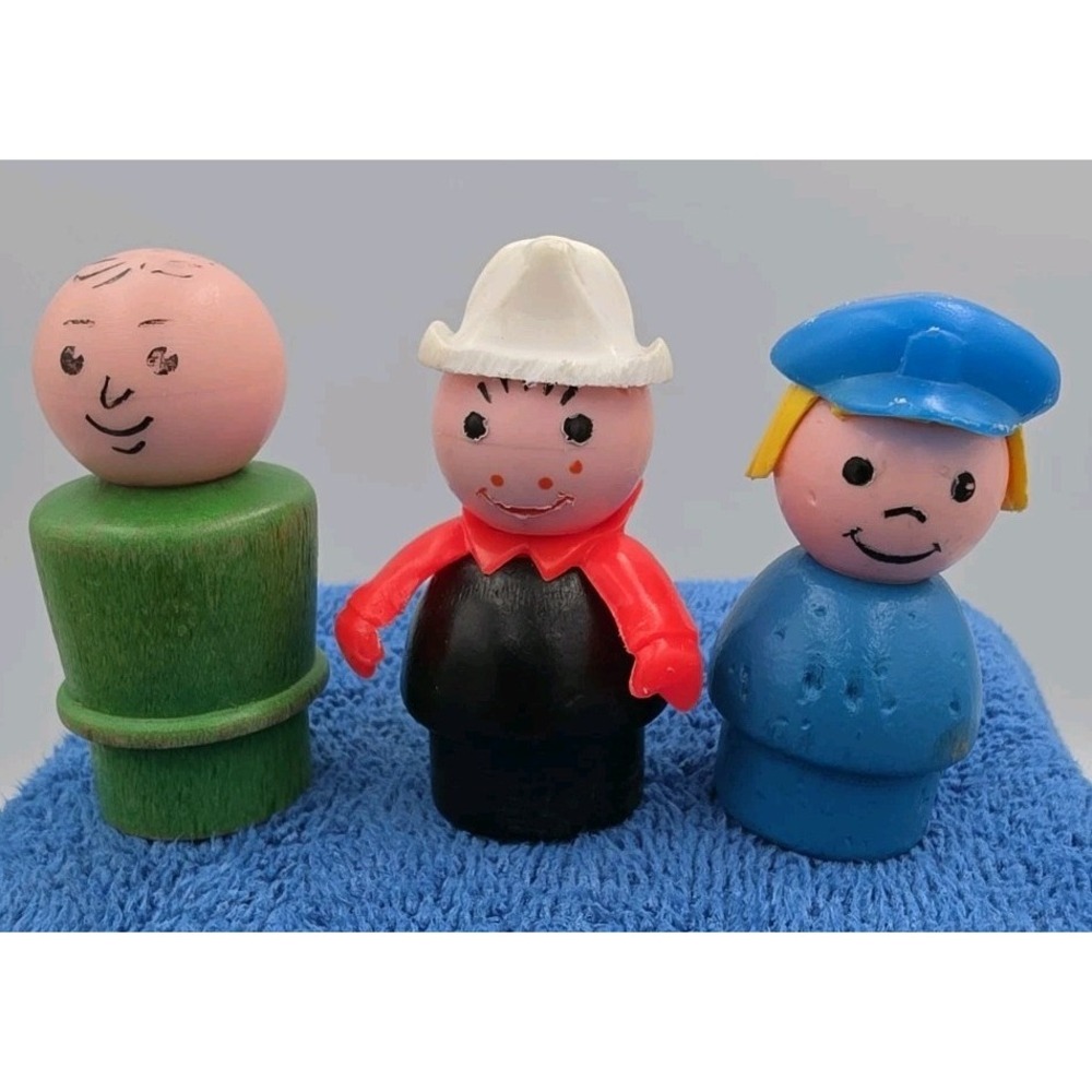 Vintage Fisher Price Vintage People (3) Wood Bodies